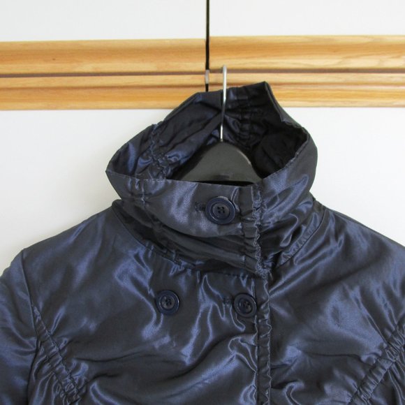 Bellissima Light Jacket Ruched Dark Blue Wet Look - Picture 3 of 11